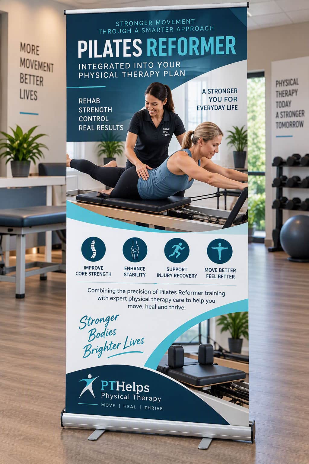 Physical therapy clinic poster addressing arthritis and joint pain, featuring older adults walking along the beach with educational content and a call to action encouraging patients to seek treatment.