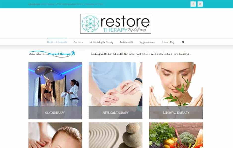 Websites for physical therapy and wellness providers: Website gallery thumbnail - RESTORE Therapy