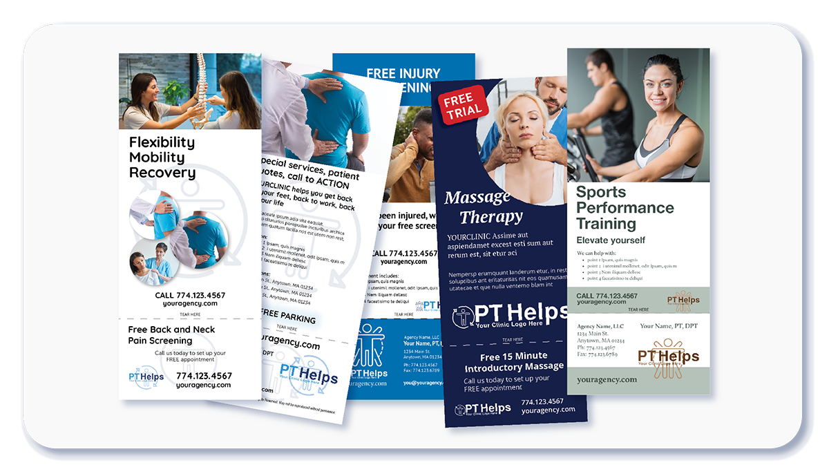 image of various physical therapy theme materials