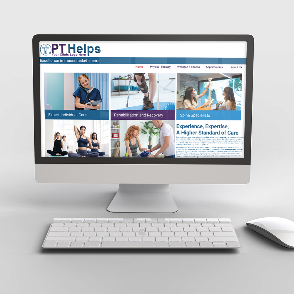 Image of a customized website for physical therapy marketing and advertising