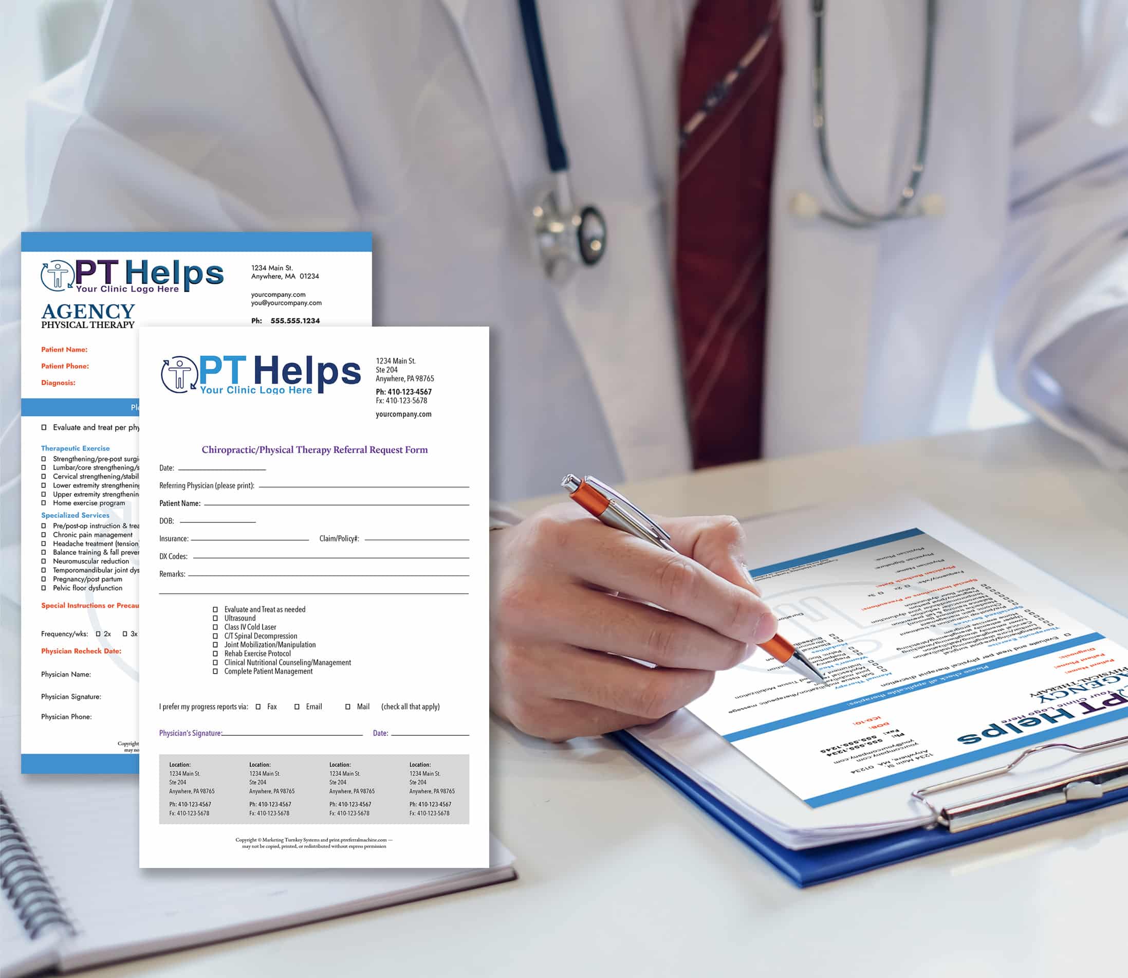 Image of PT physician referral and prescription pads