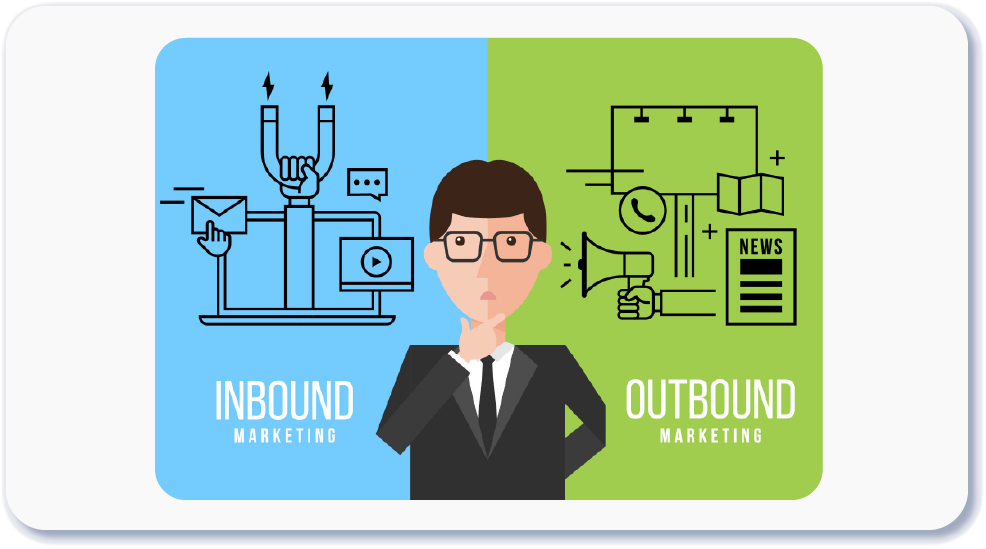 illustration depicting inbound and outbound marketing for physical therapists