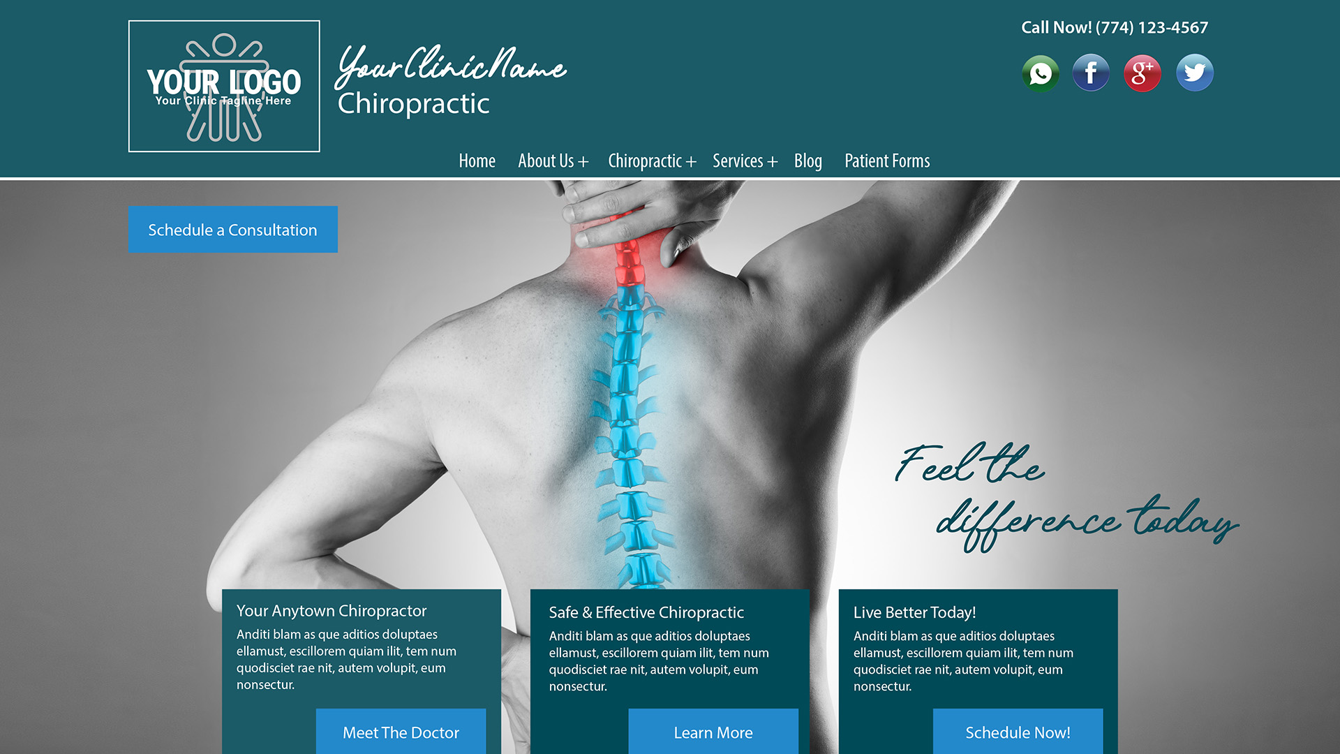 Custom Physical Therapy Website design sample for Chiropractic Care | PT Referral Machine