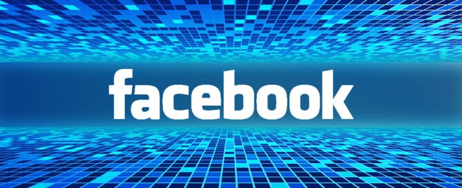 image of the facebook logo on a cyberspace background