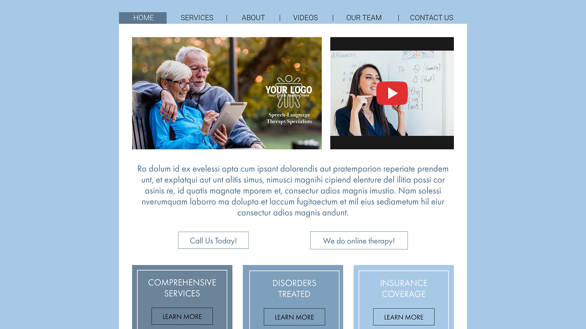 Custom Physical Therapy Website design sample for Speech-Language and Occupational Therapy | PT Referral Machine