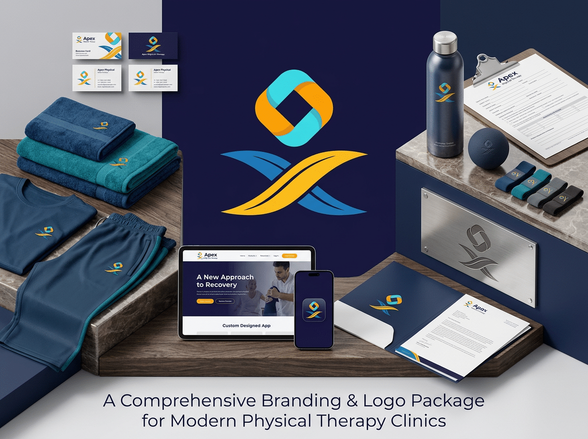 Professional logo design and branding package for physical therapy businesses, featuring custom logo creation and visual brand identity development.