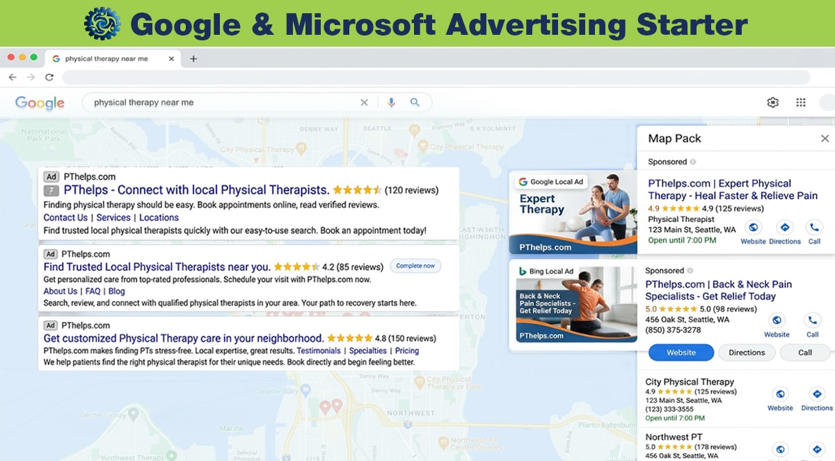 Google and Bing Ads starter package for physical therapy clinics